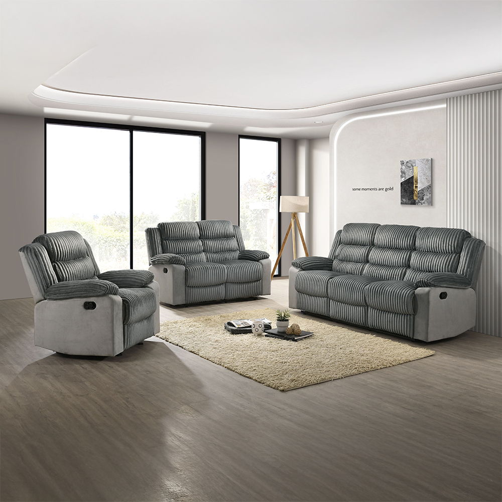 Lesley - Motion Glider Recliner - Gray Corduroy & Velvet