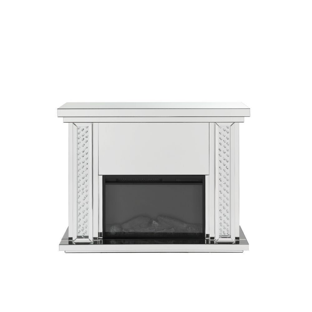 ACME Nysa - Fireplace - Mirrored & Faux Crystals - 39" | Meri Furniture