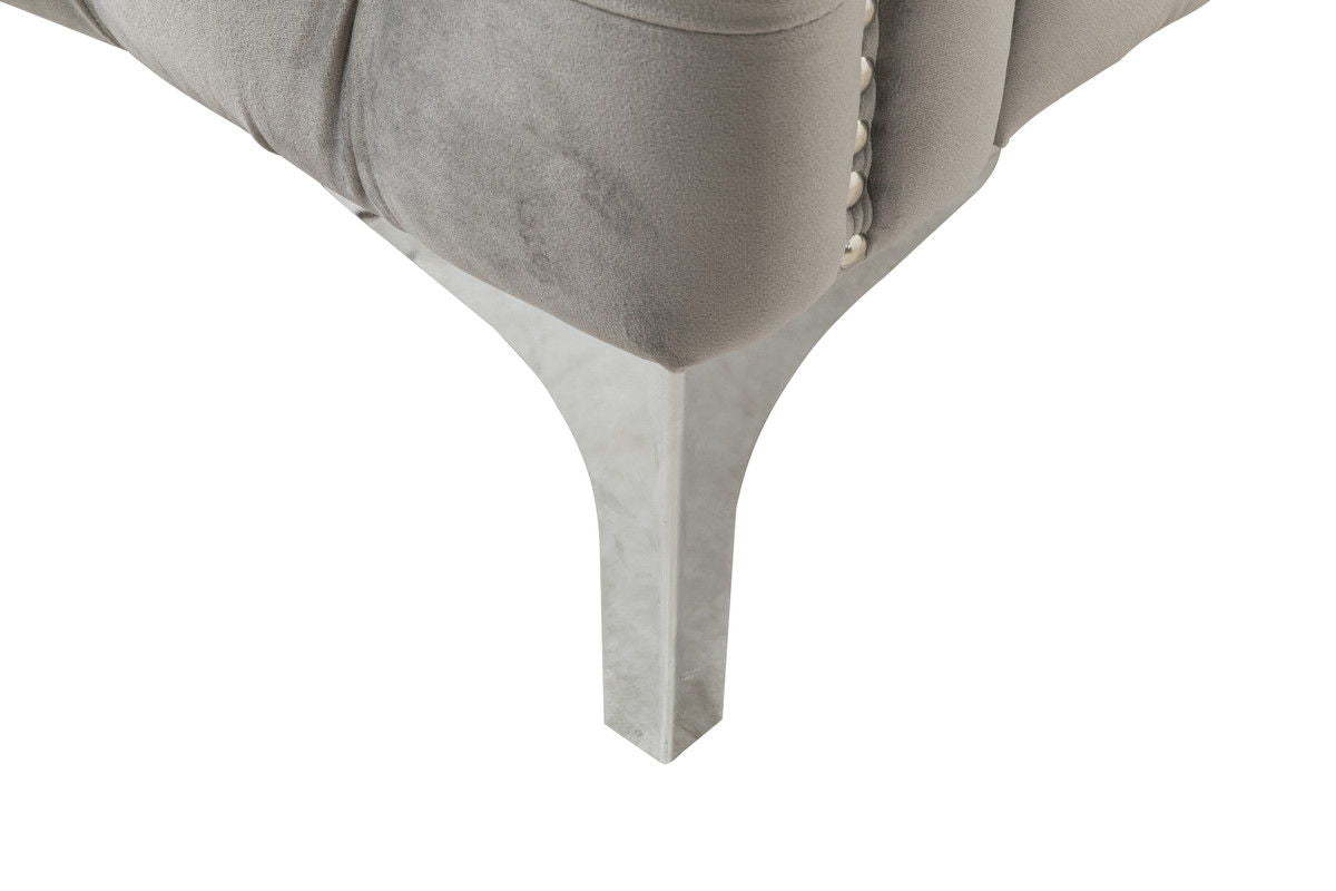 Bayberry 34"W Gray Velvet Chair with 1 Pillow