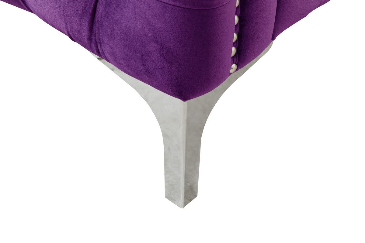 Bayberry 34"W Purple Velvet Chair with 1 Pillow