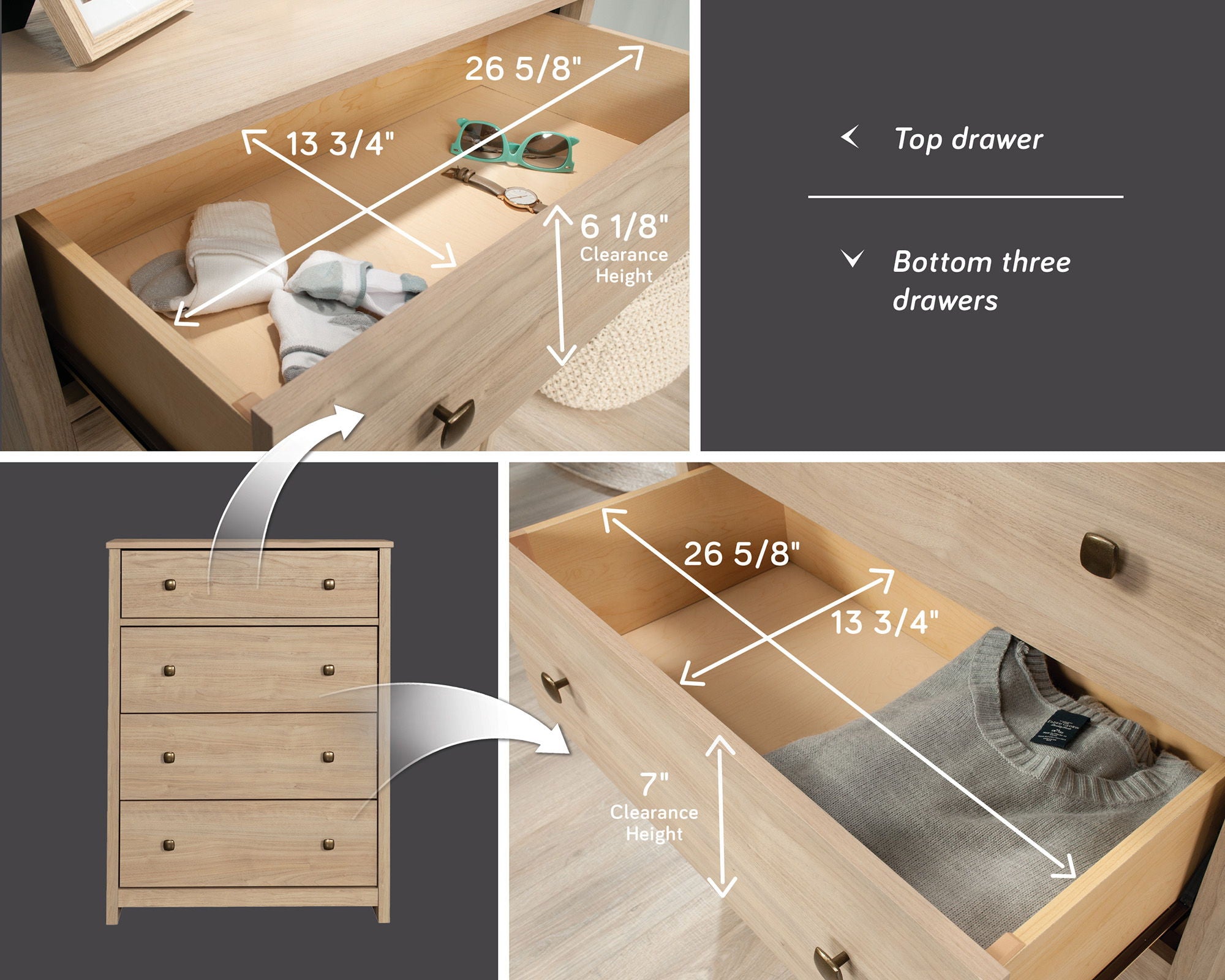 4-Drawer Bedroom Chest in Harvest Walnut