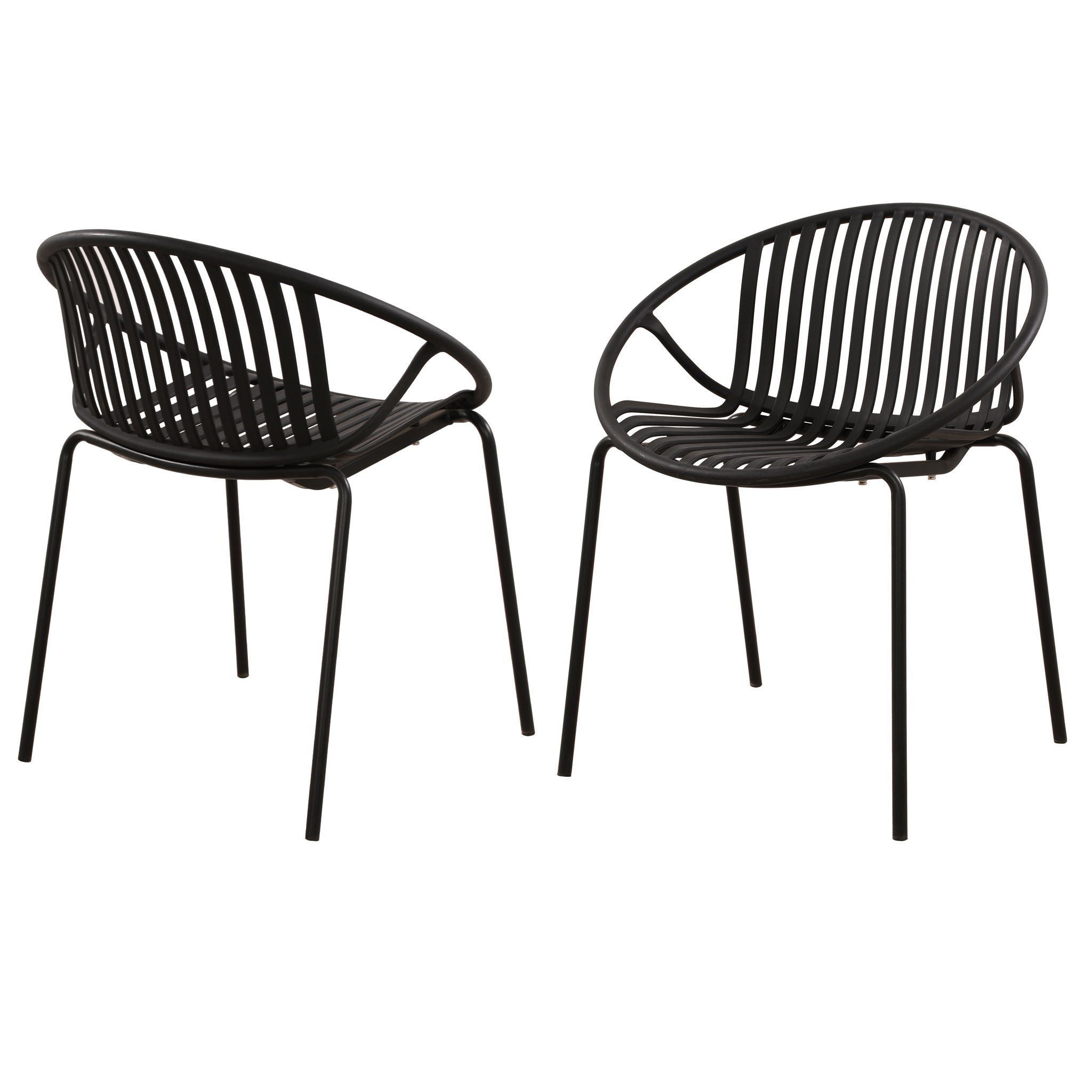 Stackable Outdoor Chairs With Breathable Plastic Backrest (Set of 2)