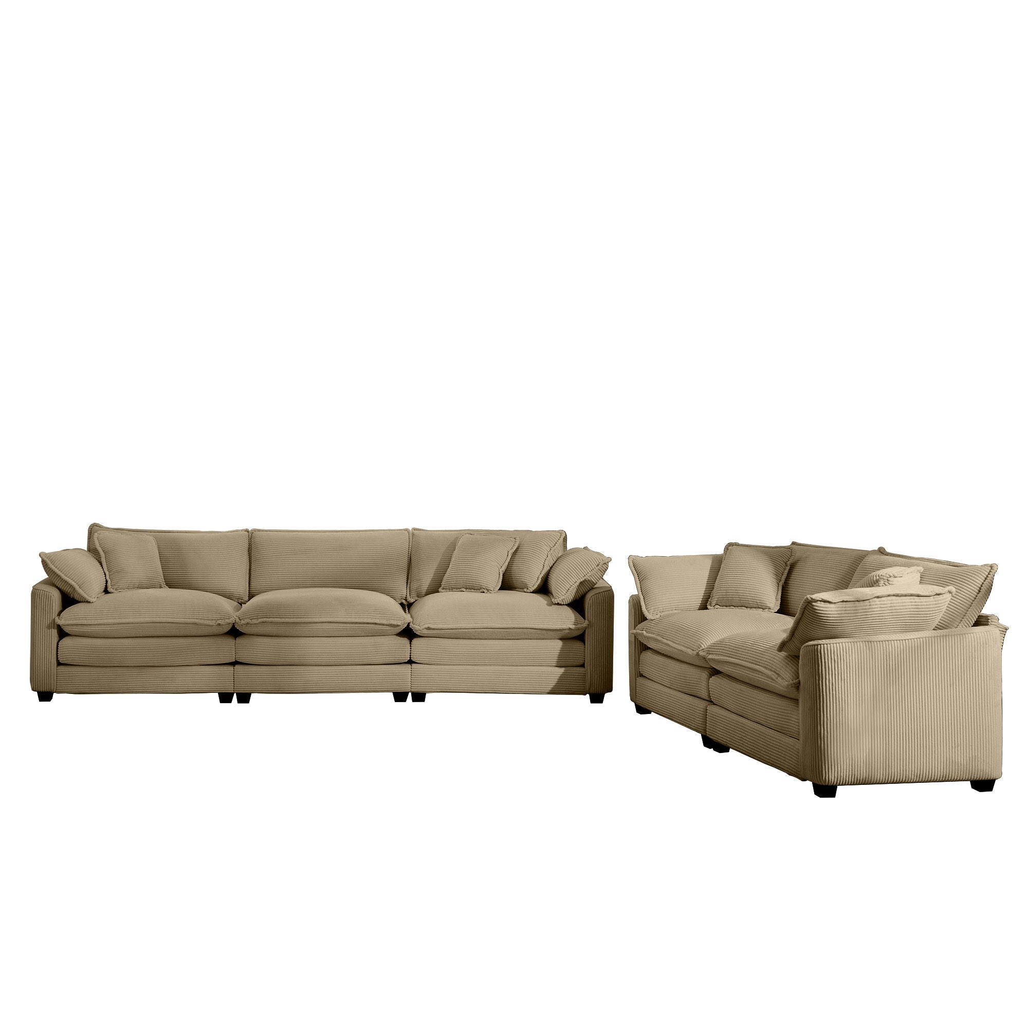 Elegant Corduroy Oversized Sectional Sofa Set With Deep Seats And Flexible Layout