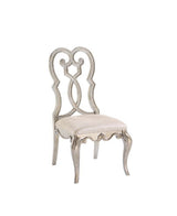ACME Esteban - Side Chair (Set of 2) - Ivory Velvet & Antique Champagne Finish | Meri Furniture