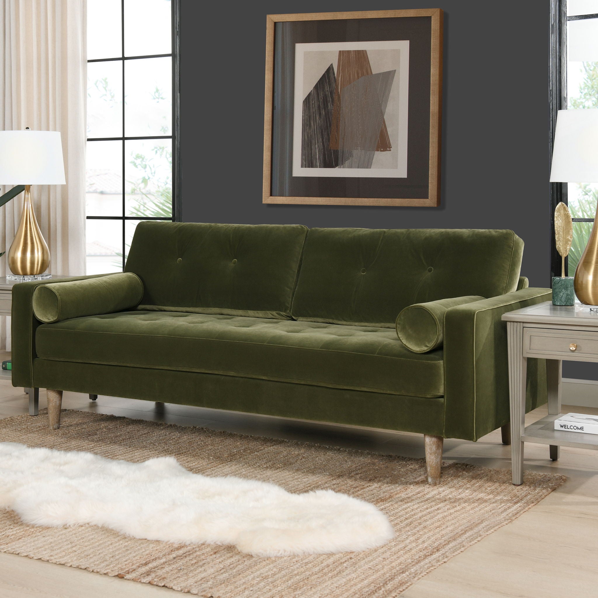 Nicholas - Mid-Century Modern Sofa - Olive Green