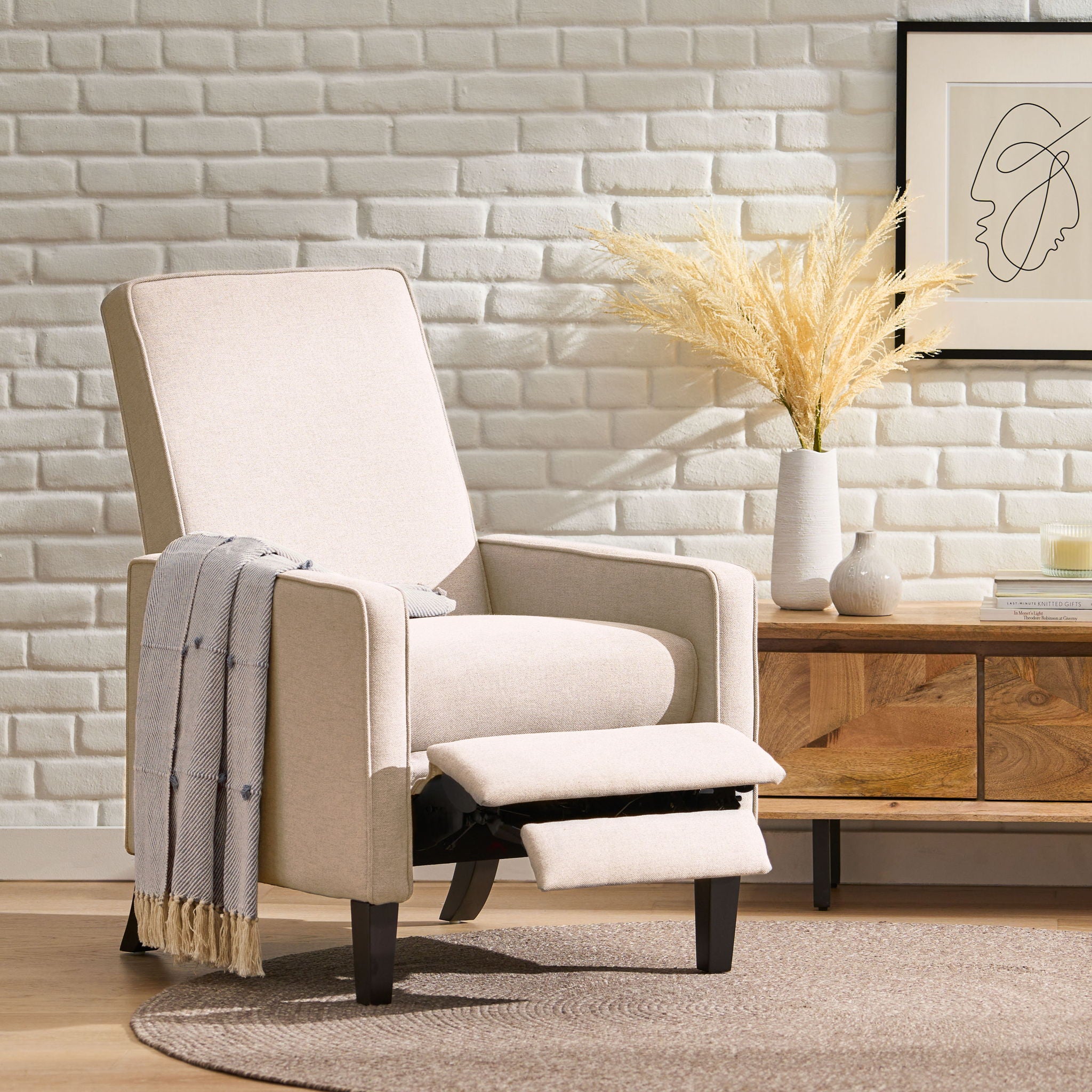 Minimalist Design Fabric Push Back Chair