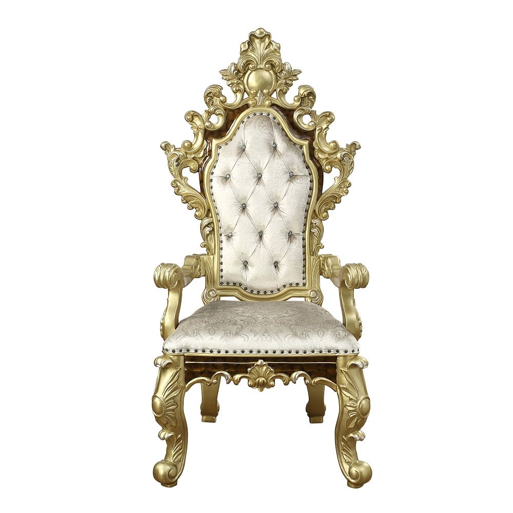 ACME Desiderius - Arm Chair (Set of 2) - Antique Gold & Hand-Painted Brown | Meri Furniture