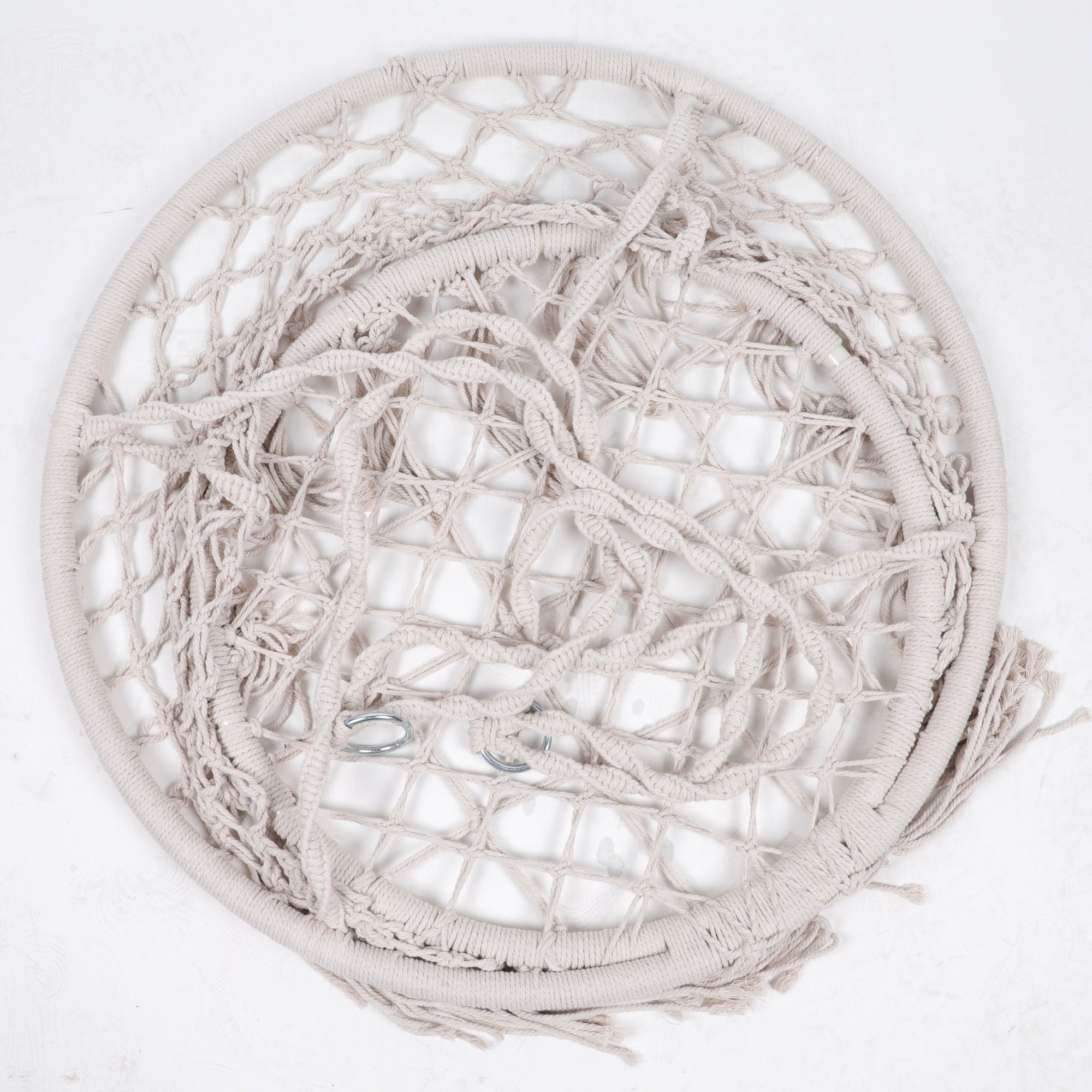 Macrame Hanging Hammock Chair With Cushion, Cotton Rope Swing For Indoor And Outdoor Use, 330 Lbs Capacity - Beige