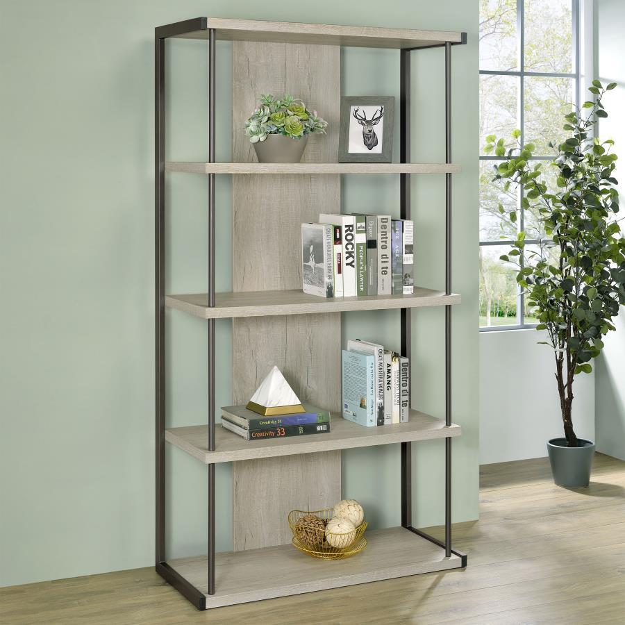 Coaster Fine Furniture Loomis - 4-Shelf Bookshelf - Whitewashed Gray | Meri Furniture