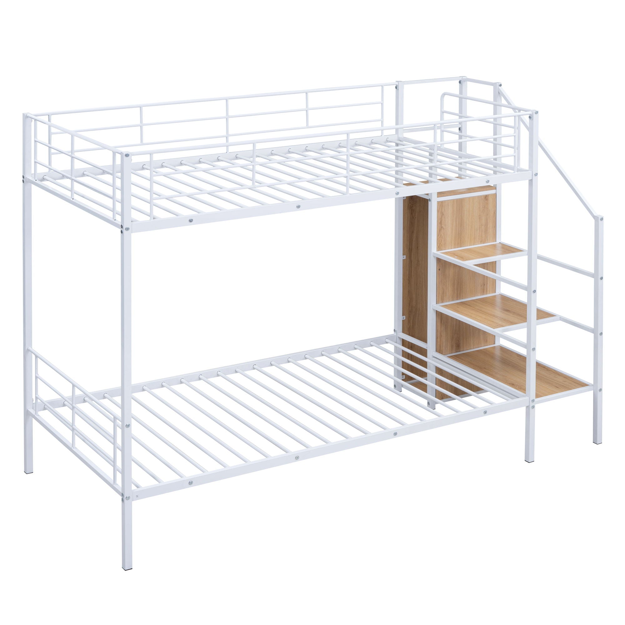 Bunk Bed With Lateral Storage Ladder And Wardrobe