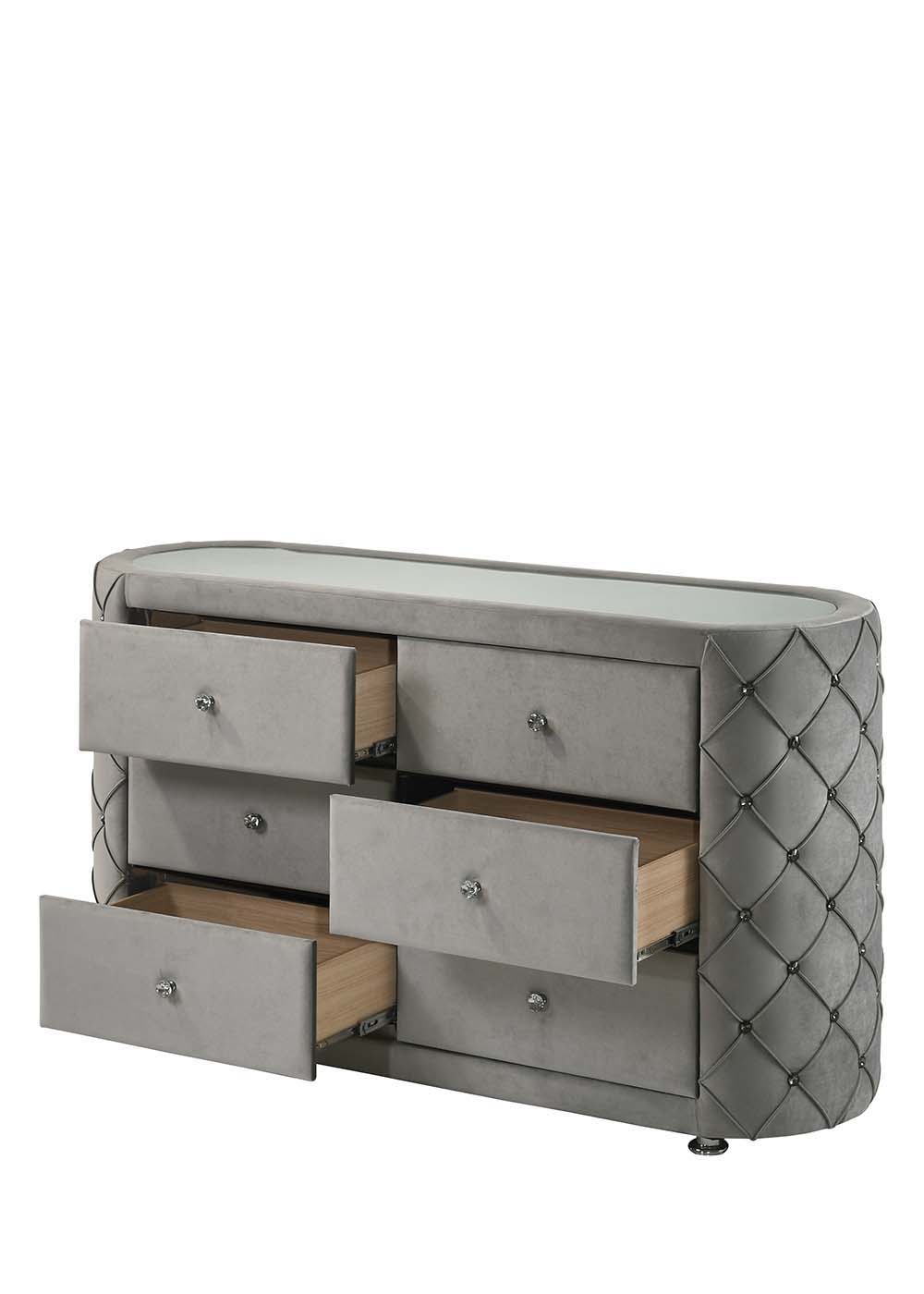 ACME Perine - Dresser - Gray Velvet | Meri Furniture