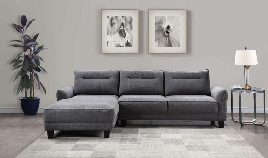 Coaster Fine Furniture Caspian - Upholstered Curved Arm Chaise Sectional Sofa | Meri Furniture