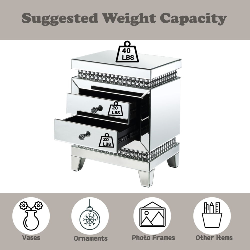 Lotus - Accent Table - Mirrored & Faux Ice Cube Crystals