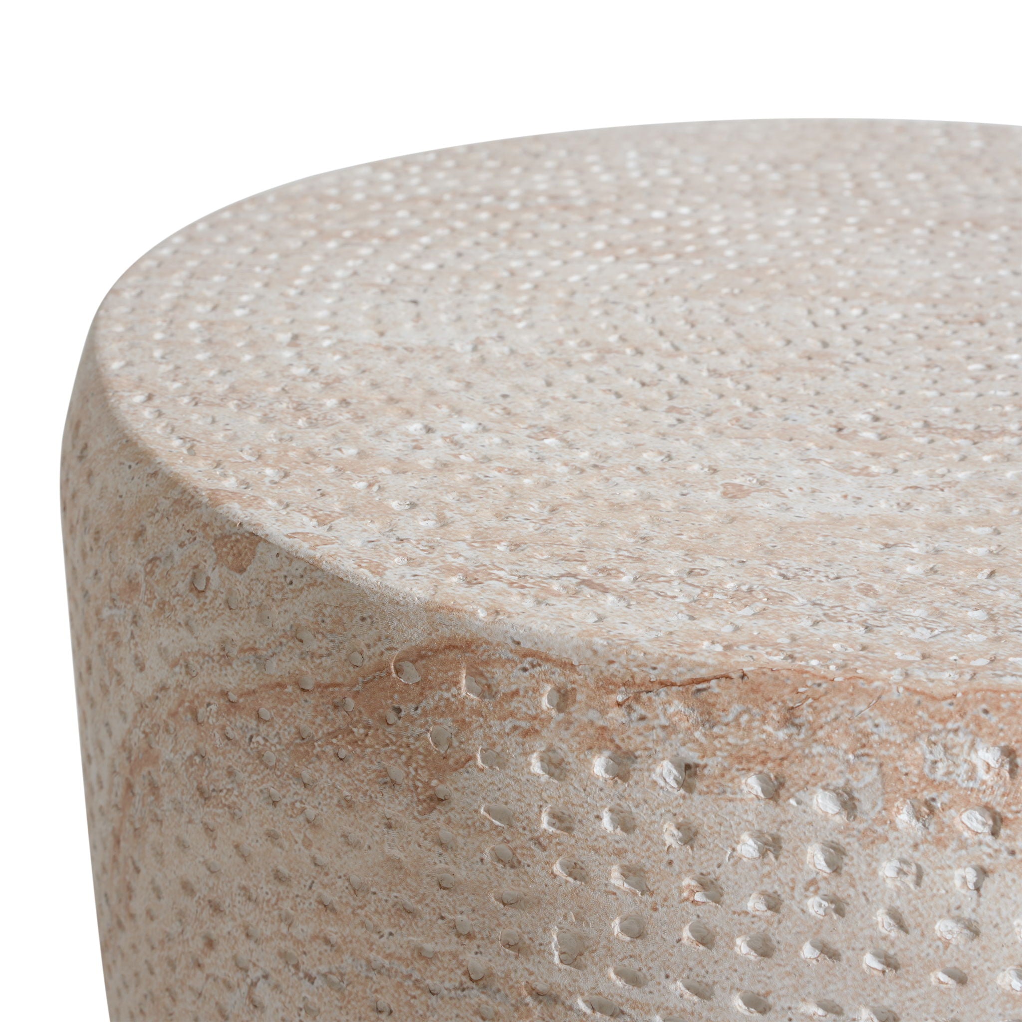 Outdoor / Indoor Lightweight, Concrete Side Table, Travertine - Beige