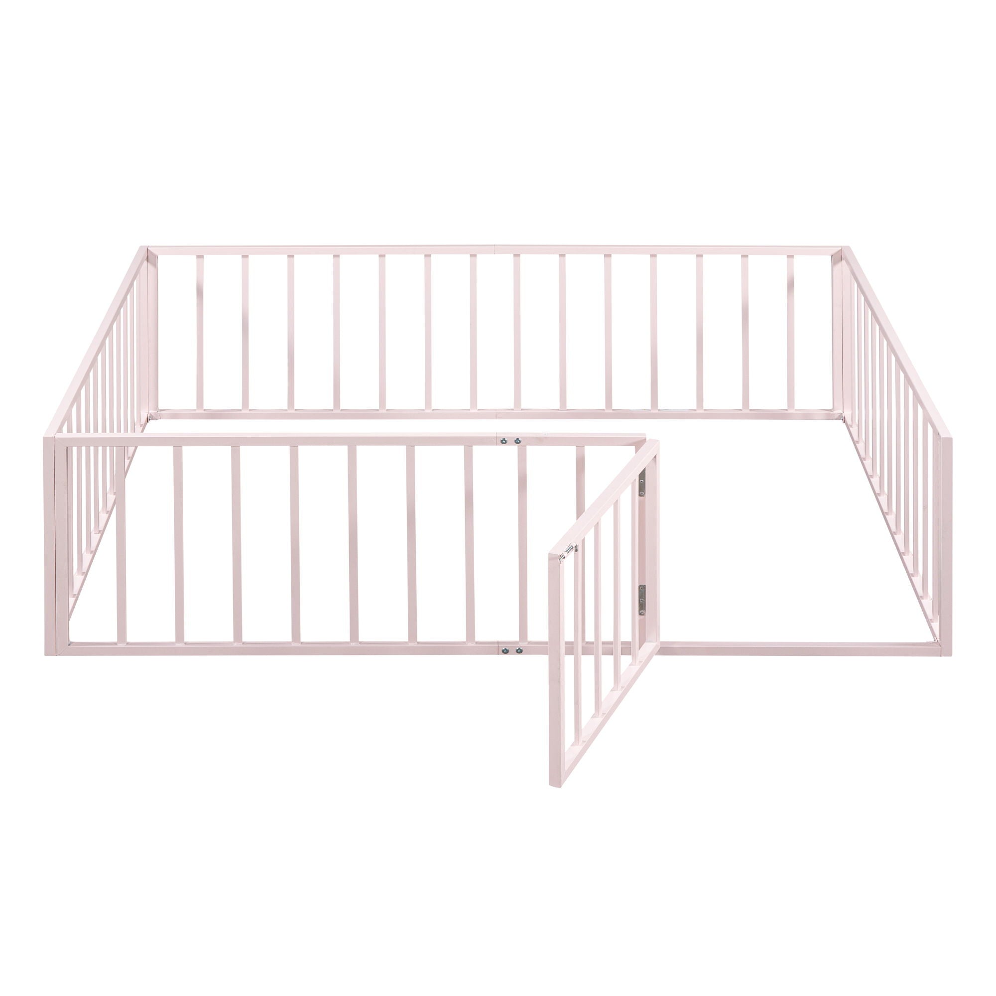 Metal Floor Bed Frame With Fence And Door