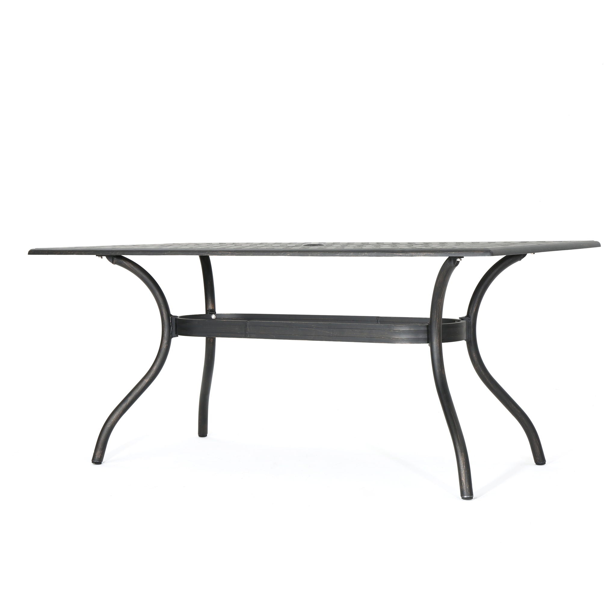 Enchantia - Outdoor Rectangular Dining Table With Weave Tabletop And Flared Legs - Copper