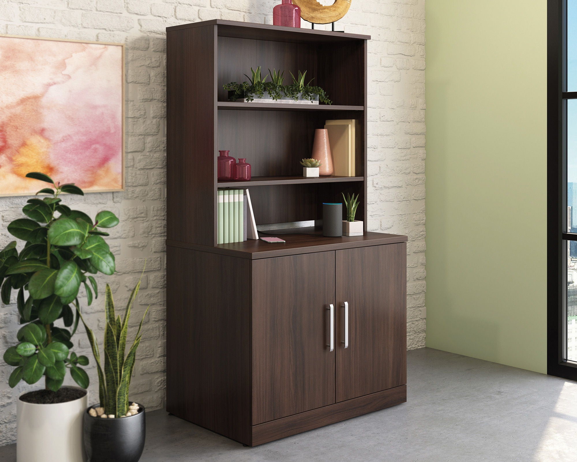 2-Shelf Hutch for Cabinet in Noble Elm