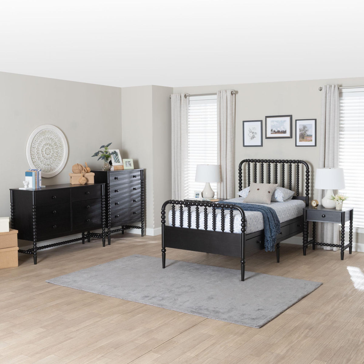 Lucera 5-Piece Bedroom Set, Twin, Black