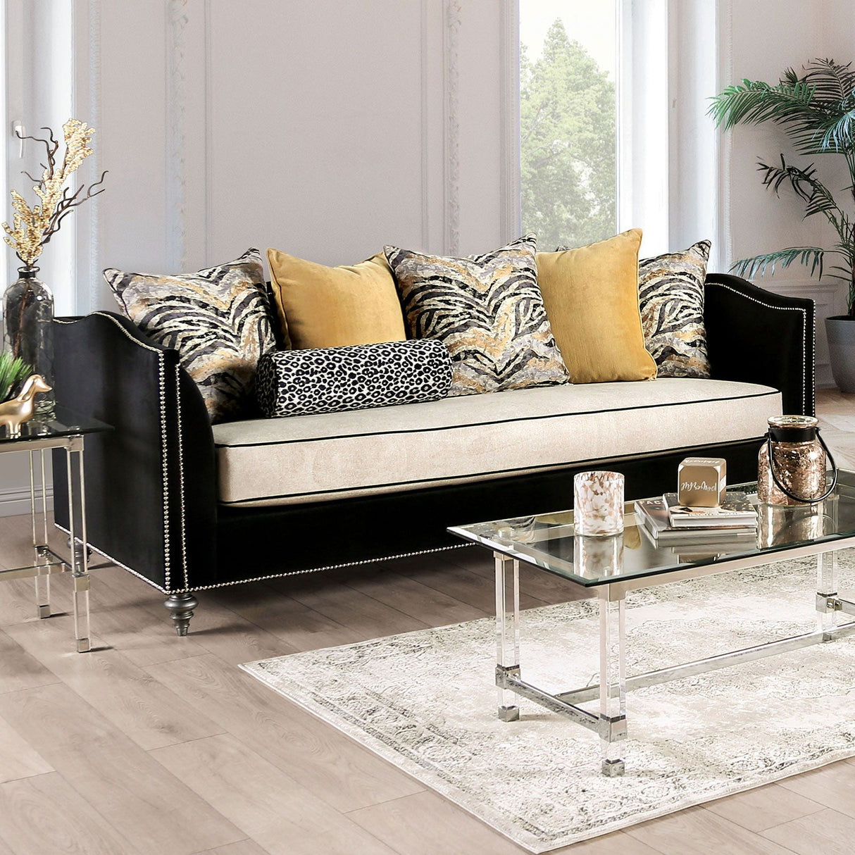 Furniture of America Maya - Sofa - Black / Beige | Meri Furniture