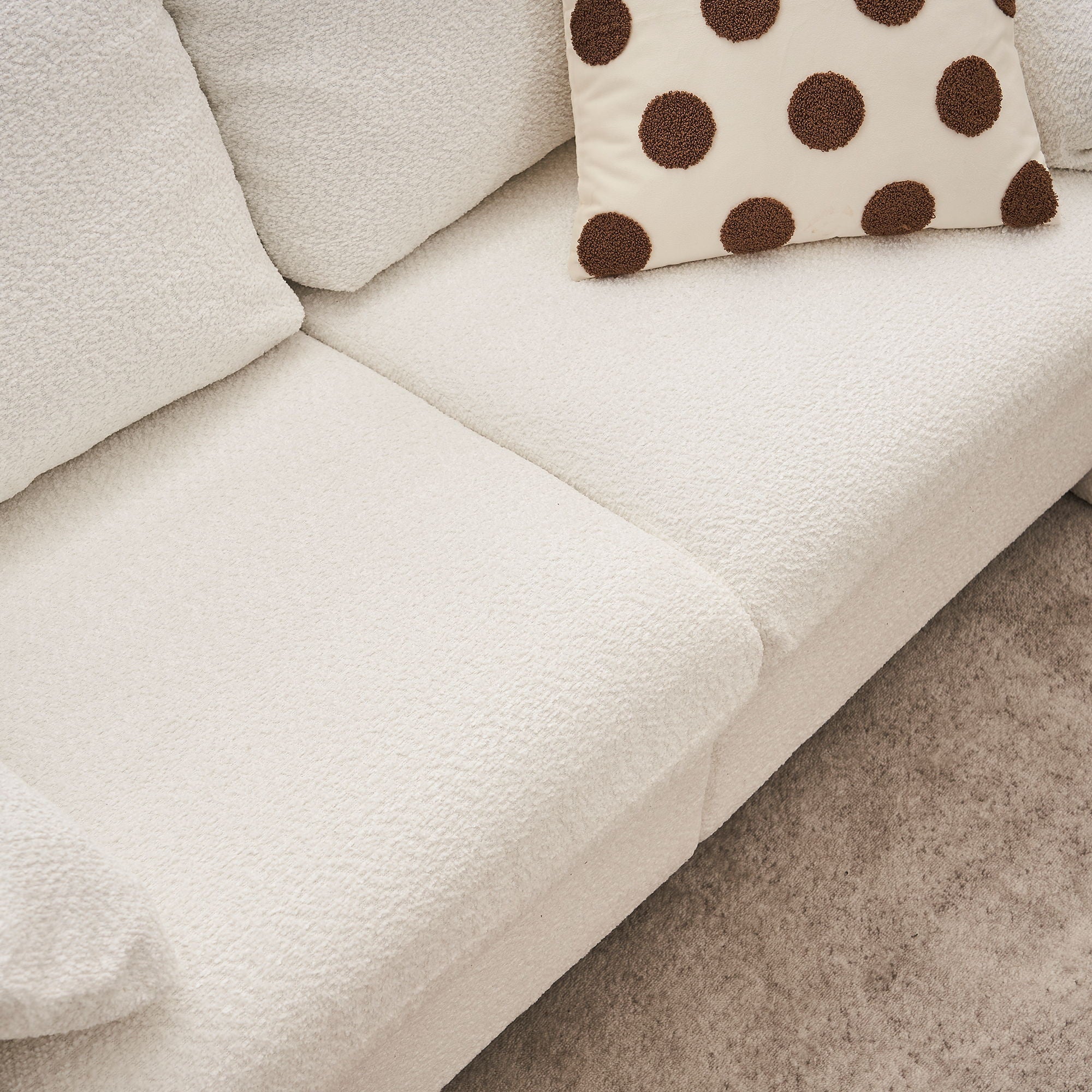 Modern Loveseat Sofa 2 Seater Plush Chenille Fabric Couch With High Density Foam Cushions - Ivory White