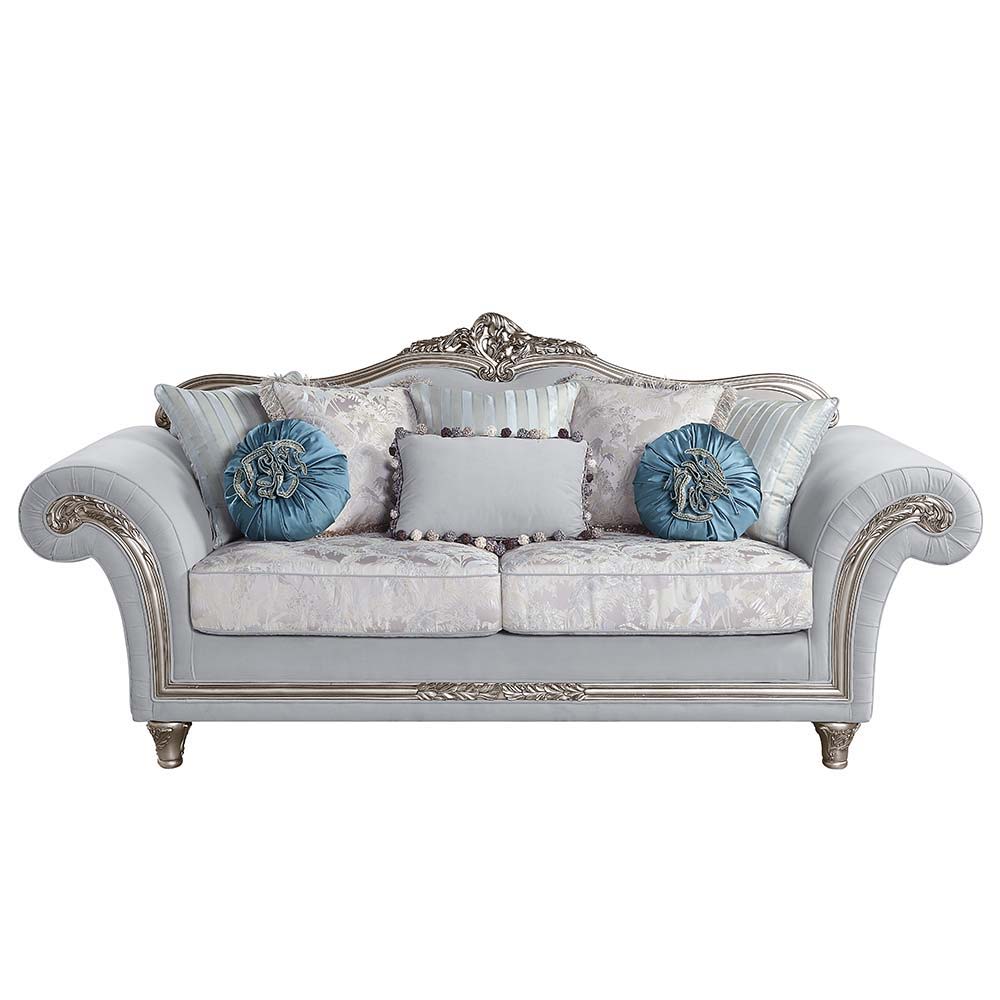 ACME Pelumi - Sofa - Light Gray Linen & Platinum - Finish | Meri Furniture