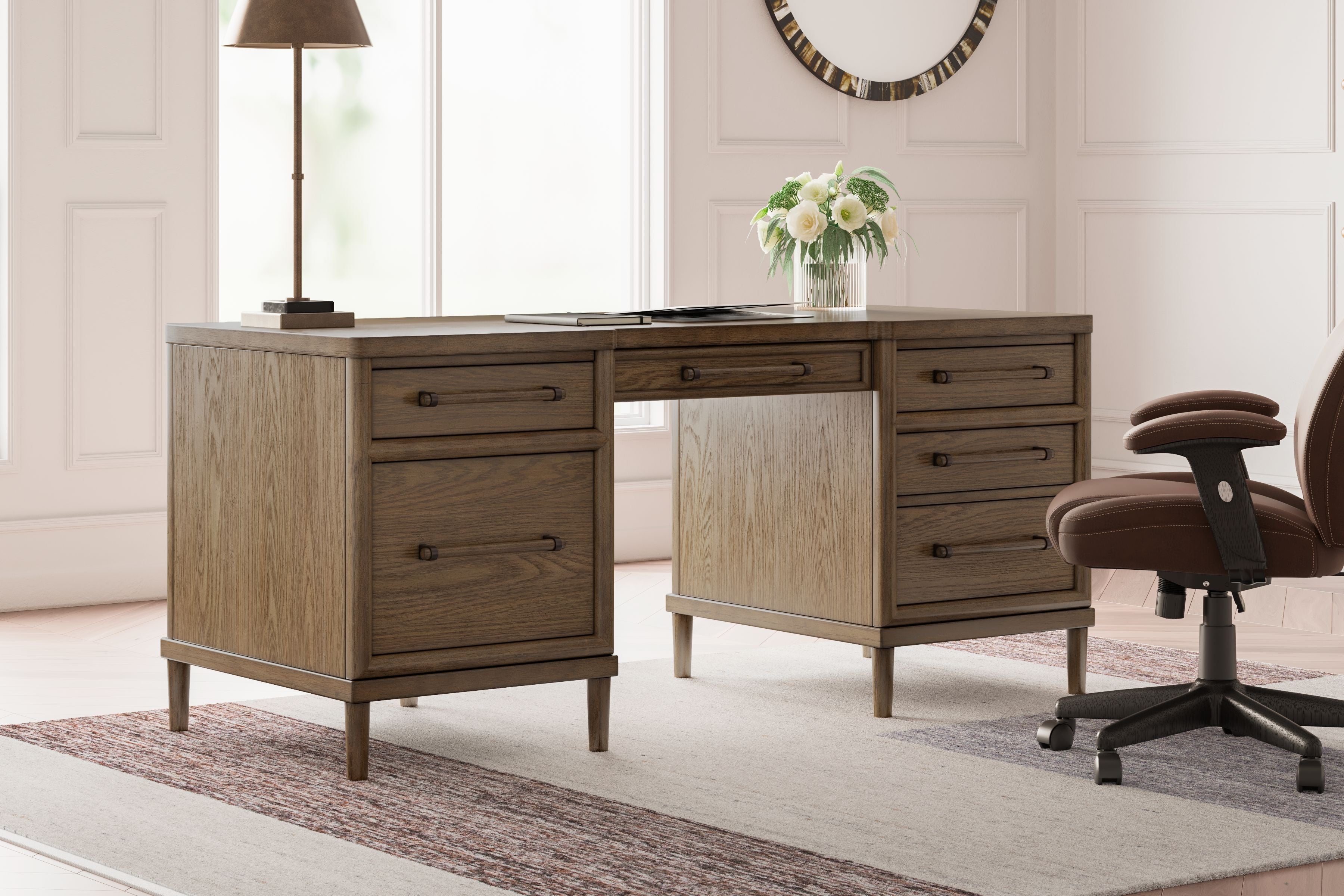 Signature Design by Ashley® Roanhowe - Brown - Home Office Desk | Meri Furniture