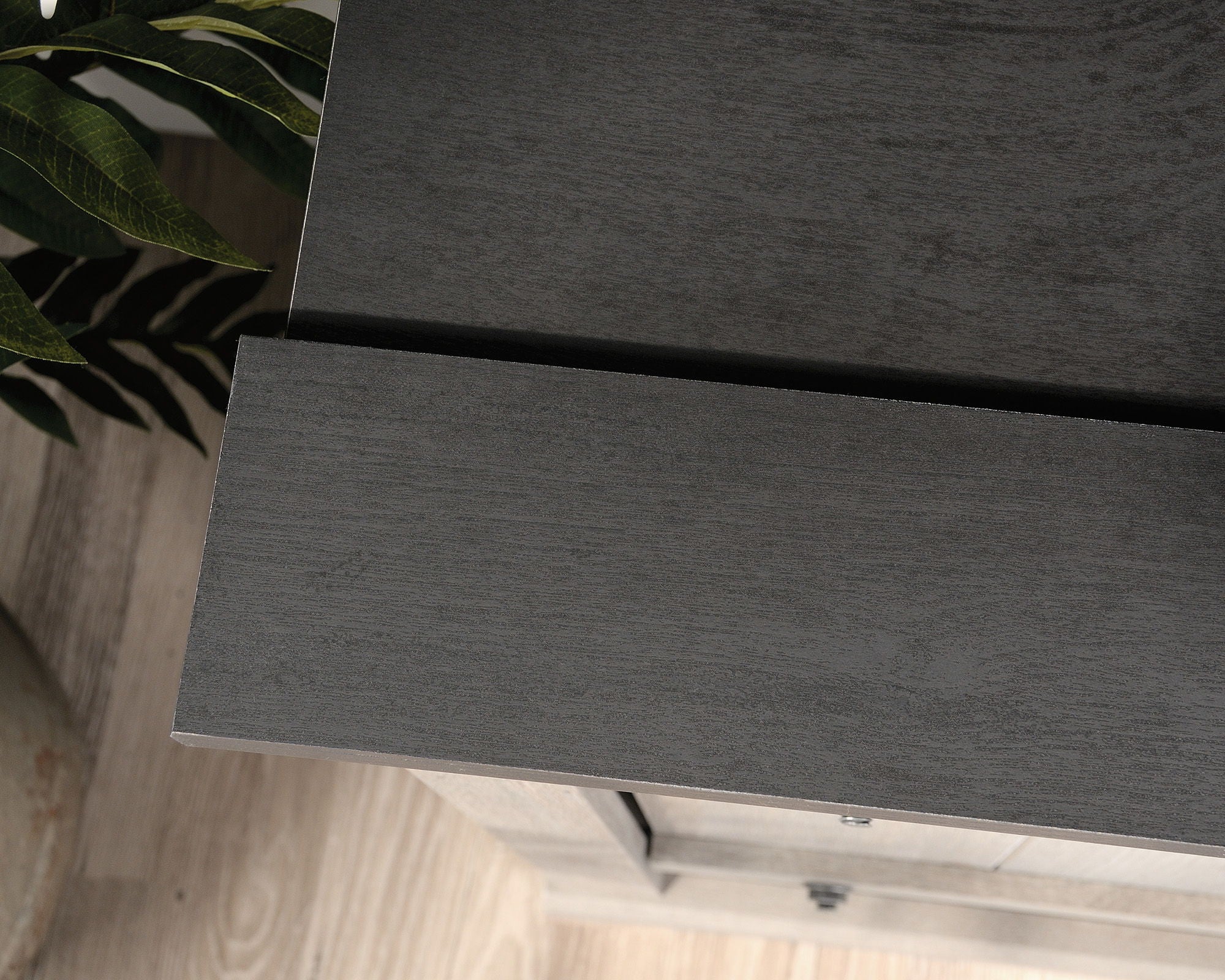 Mystic Oak TV Credenza with Black Accent Top