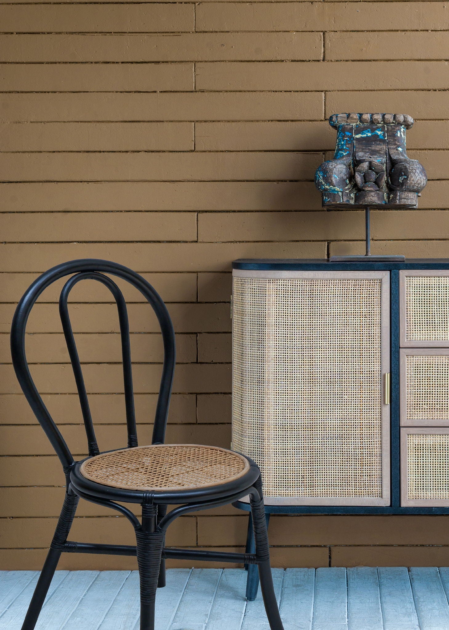 Rattan Dining Chair (Set of 2) - Black Multi