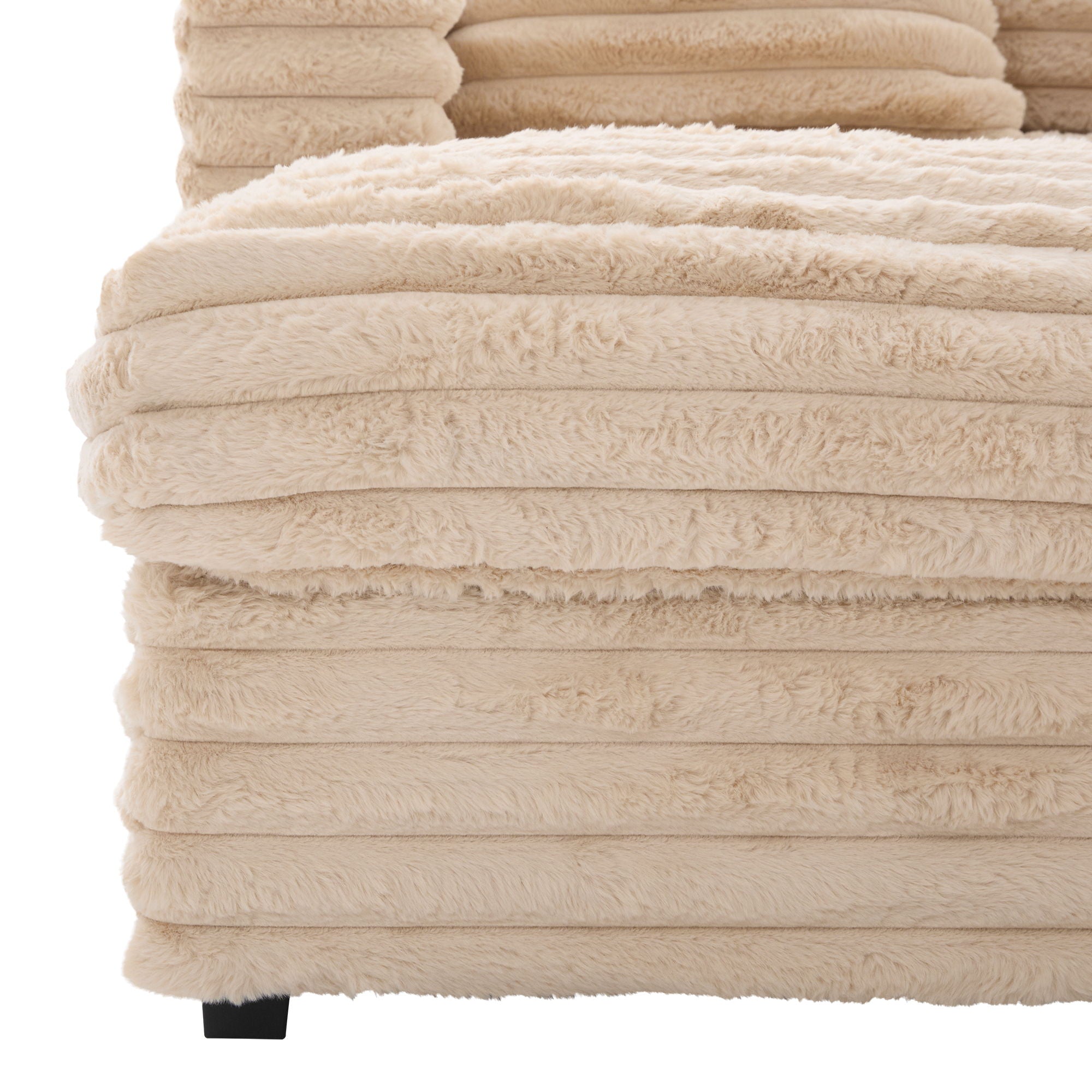 Plush Oversized Double Chaise Lounge Sofa Bed With USB Ports And Cup Holders