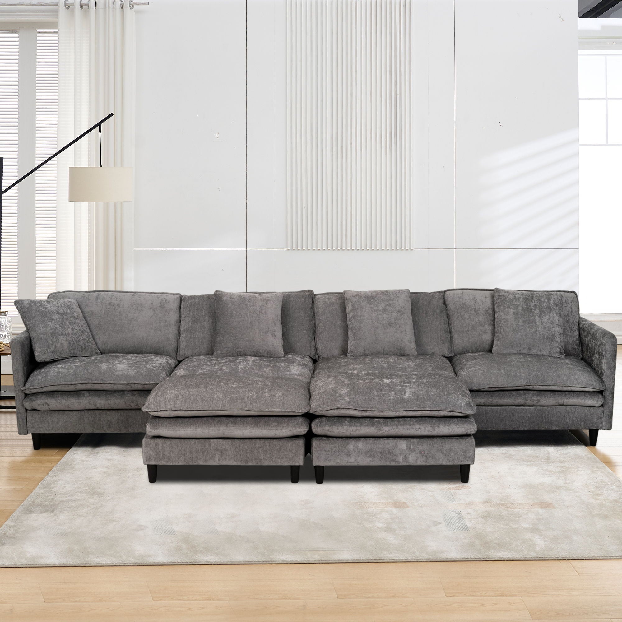 Modular U Shaped Sofa, With Adjustable Layout For Comfort And Durability - Gray