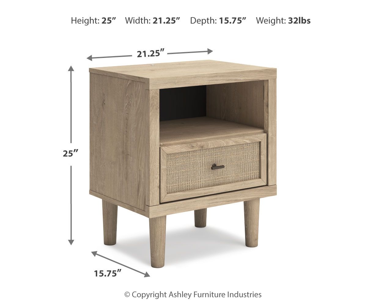 Signature Design by Ashley® Cielden - Two-tone - One Drawer Night Stand | Meri Furniture