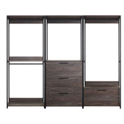 Monica - Wood Walk In Closet System With Powder Coated Metal Frame And Melamine - Rustic