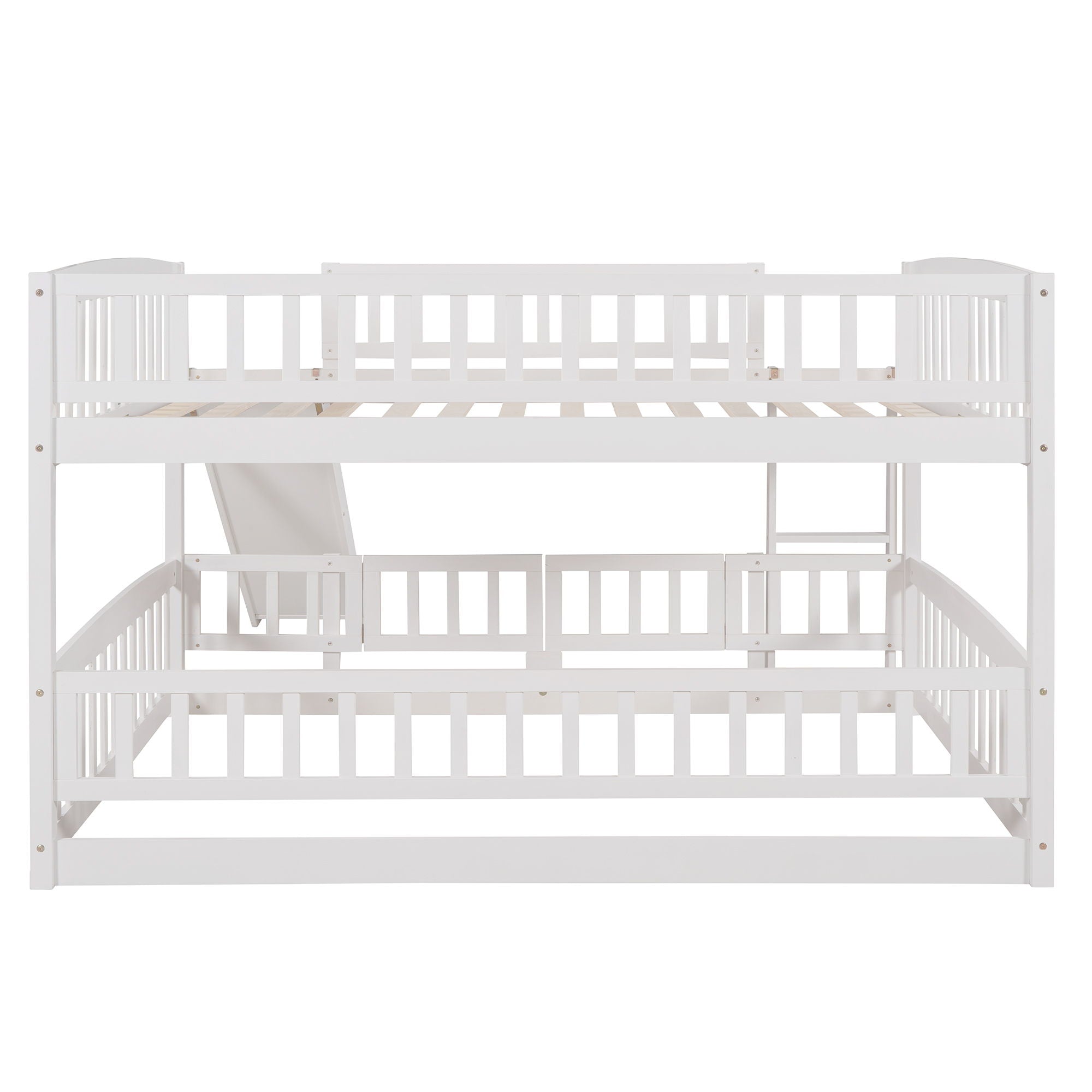 Low Bunk Bed With Slide, Fence And Ladder