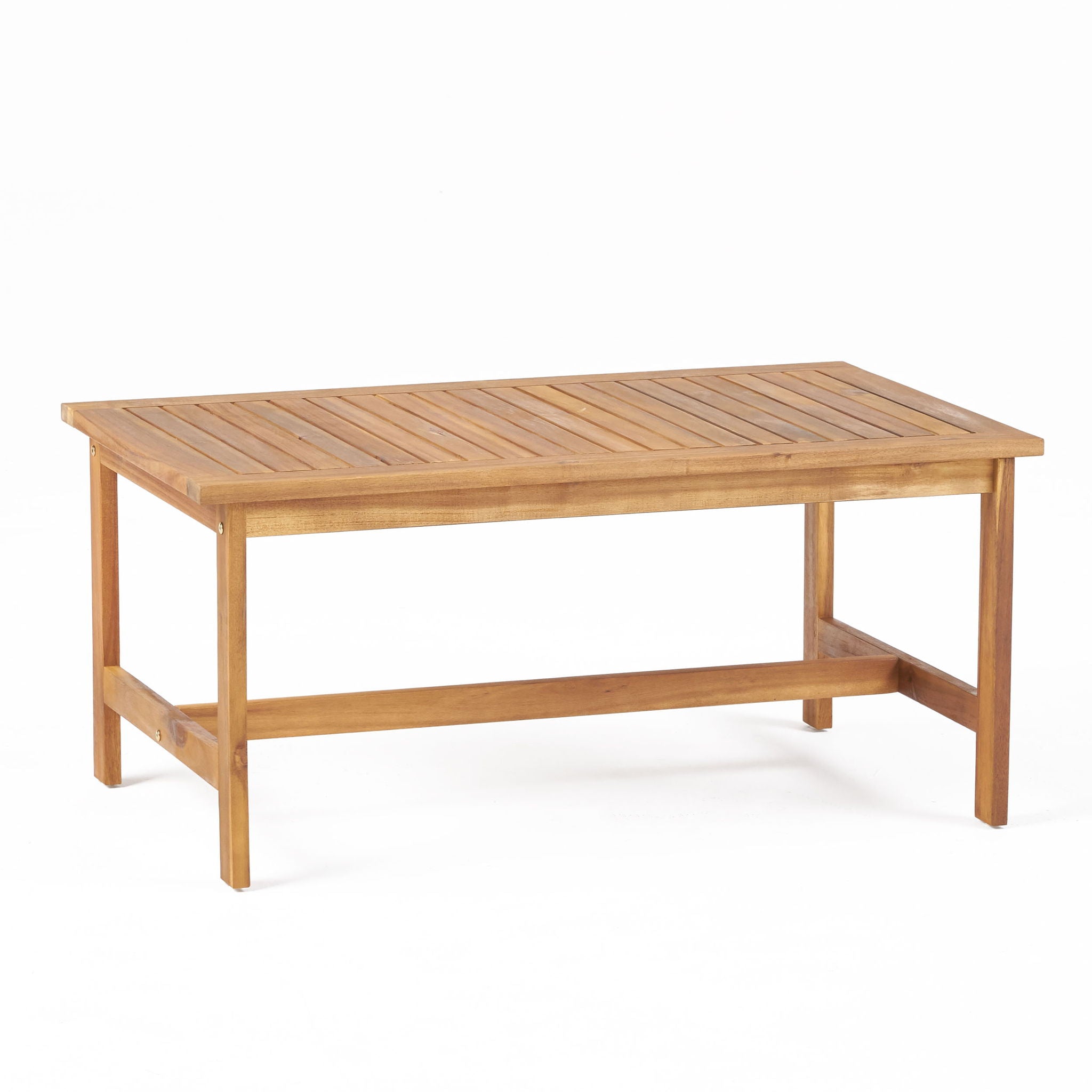 3 Piece Patio Set With Slatted Design, 2 Club Chairs And Coffee Table - Brown