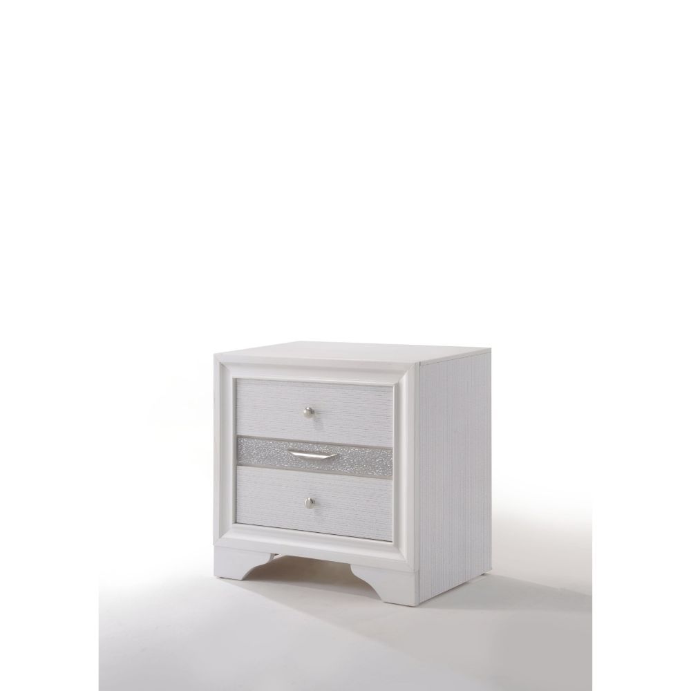ACME The Naima nightstand offers a sophisticated look, clean lines and contemporary style. | Meri Furniture