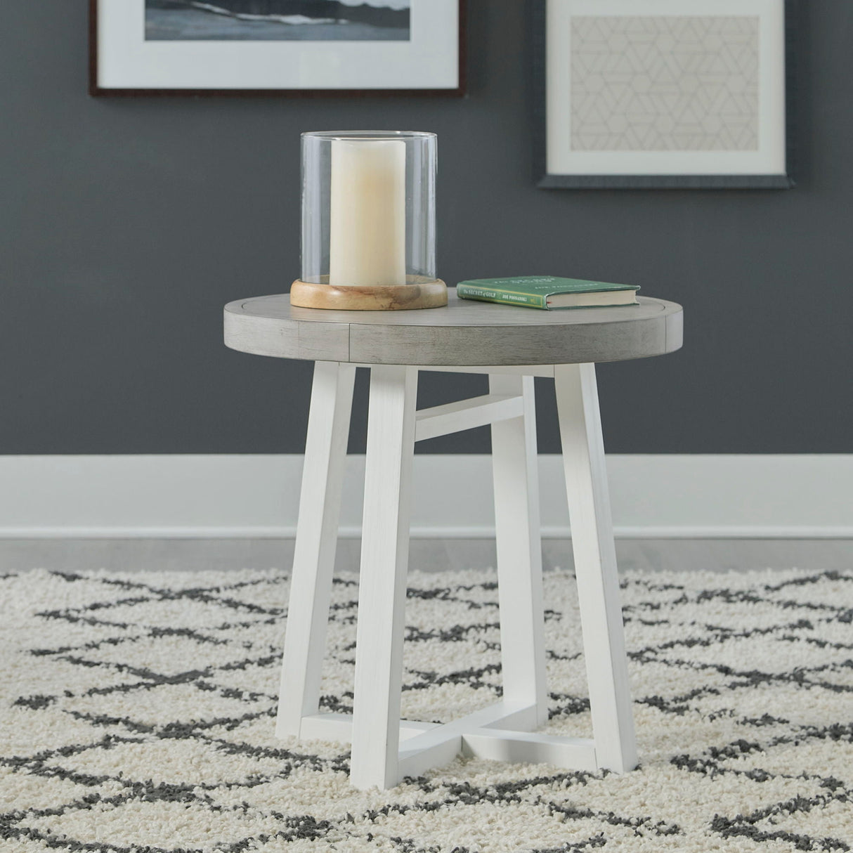 Liberty Furniture Palmetto Heights - Round End Table - White | Meri Furniture