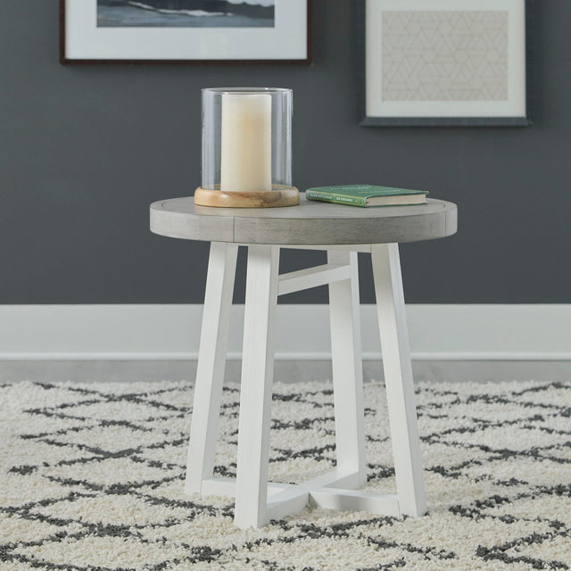 Liberty Furniture Palmetto Heights - Round End Table - White | Meri Furniture
