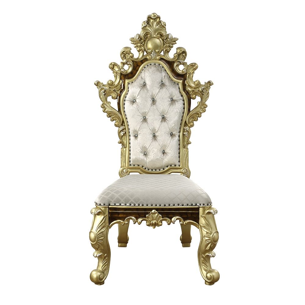 ACME Desiderius - Side Chair (Set of 2) - Antique Gold & Hand-Painted Brown | Meri Furniture