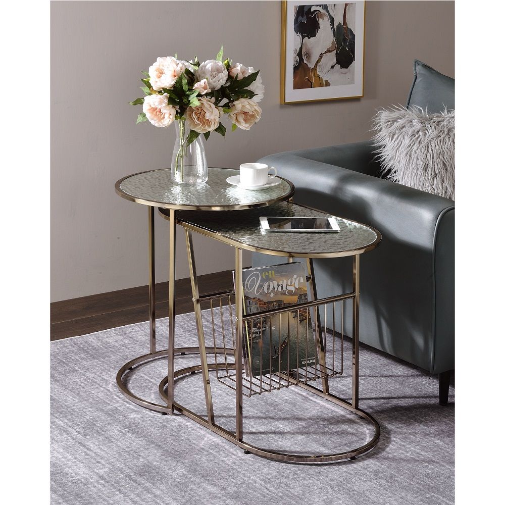 ACME Kesha - Nesting Table Set - Gold | Meri Furniture