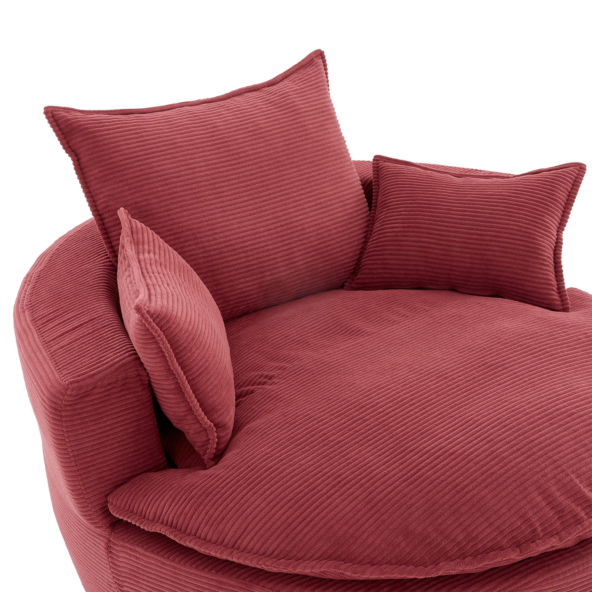 360° Swivel Accent Barrel Chair With Dual Layer Cushion And 3 Removable Pillows
