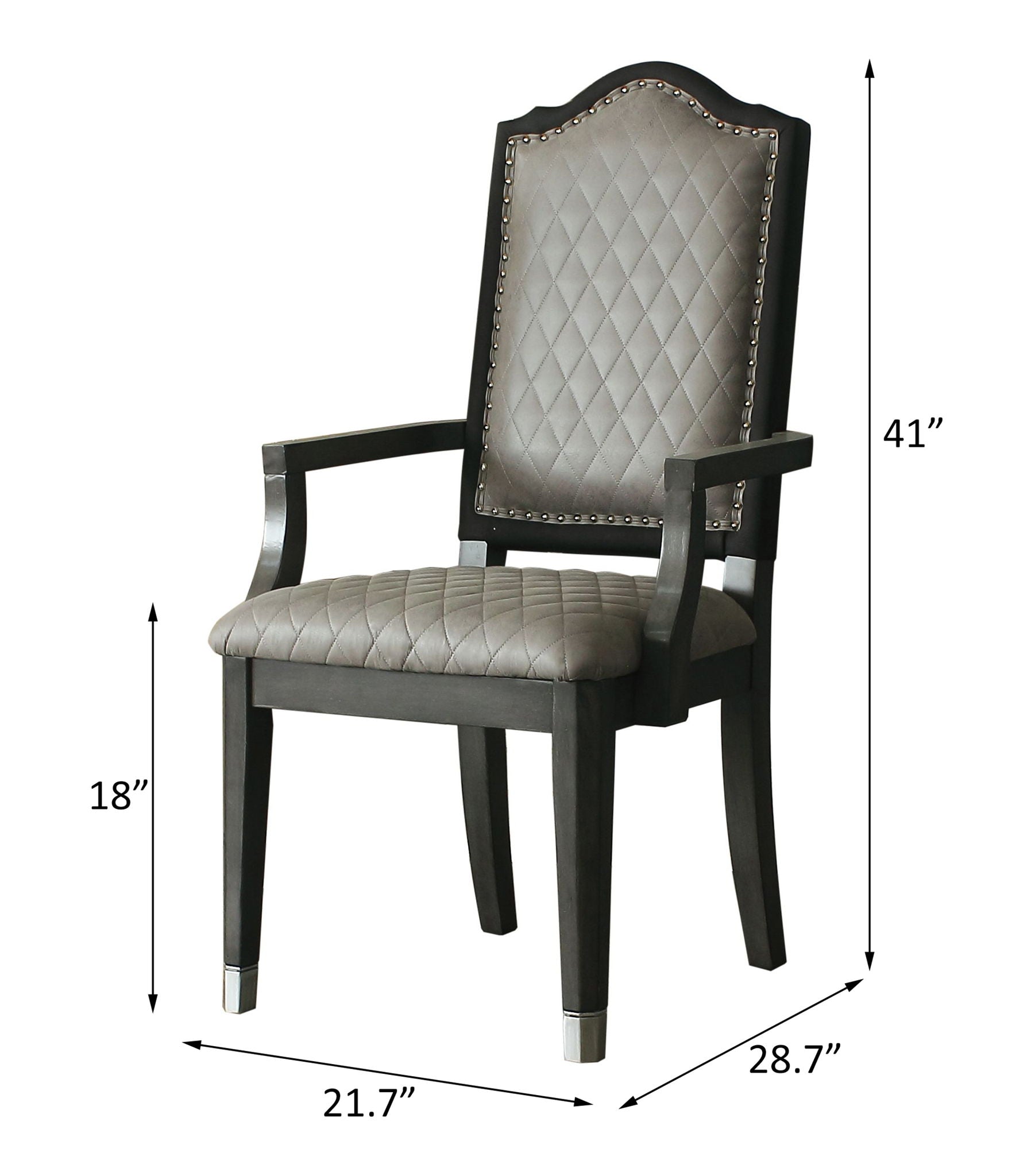 House Beatrice - Arm Chair Set of 2) - Two Tone Gray Fabric & Charcoal