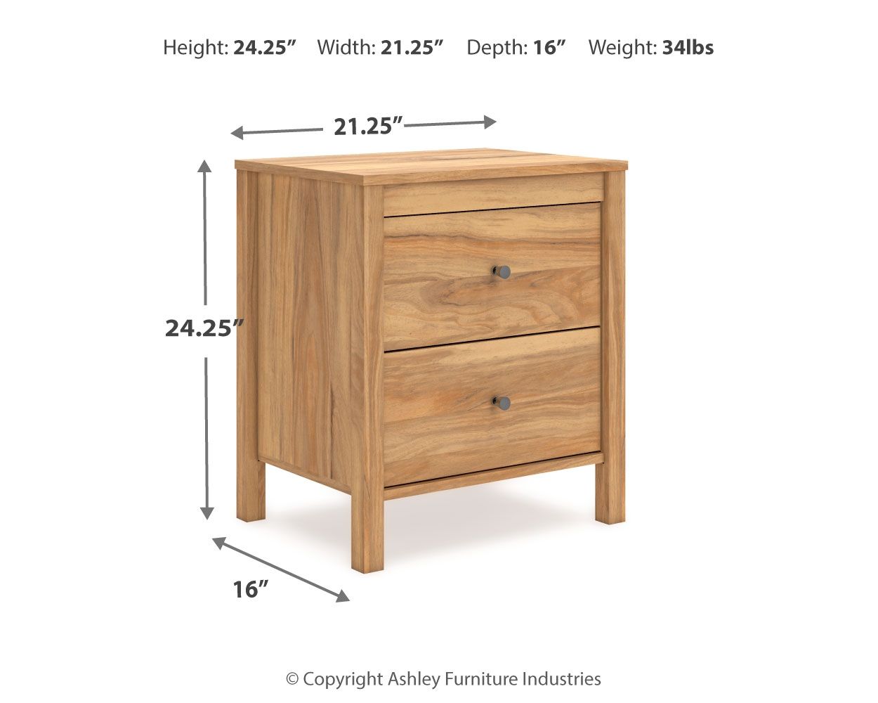 Signature Design by Ashley® Bermacy - Light Brown - Two Drawer Night Stand | Meri Furniture