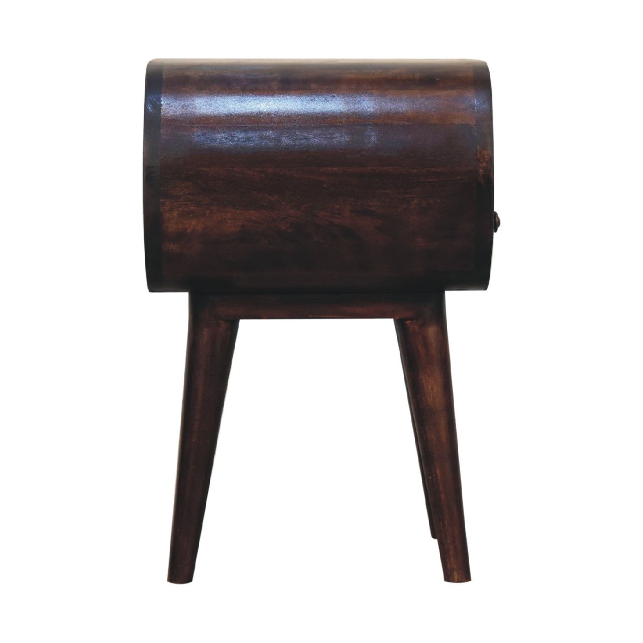Wooden Circular Bedside Table With Open Slot - Walnut