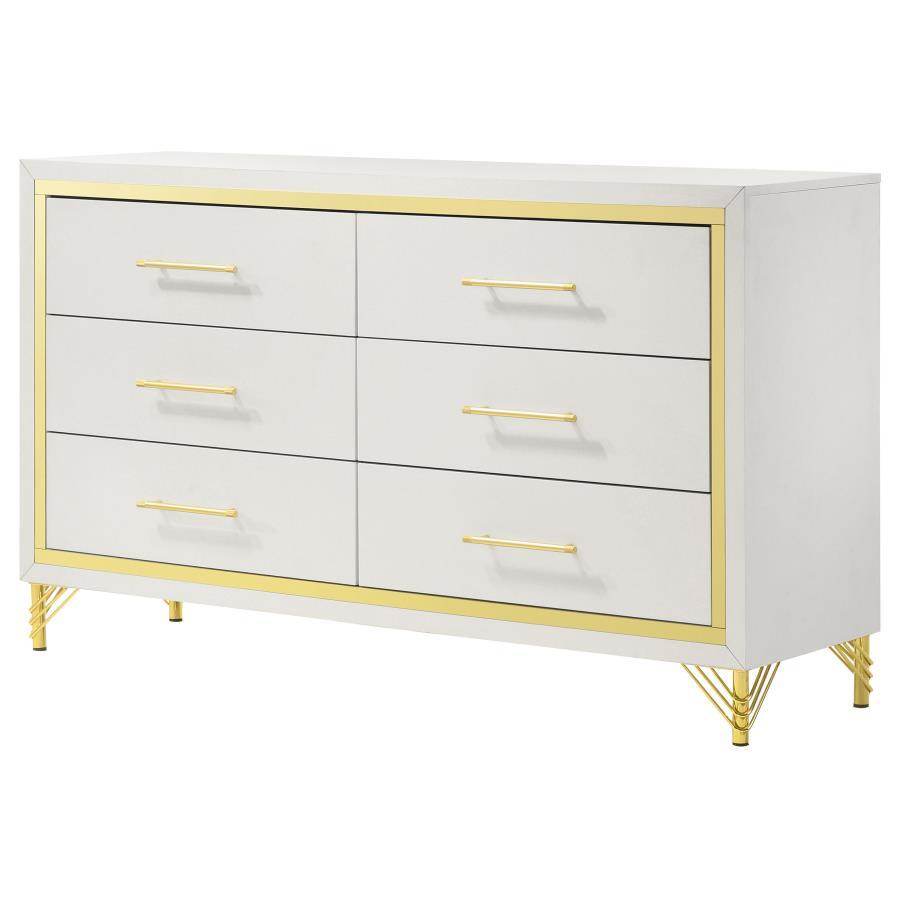 Coaster Fine Furniture Lucia - 6-Drawer Dresser - White | Meri Furniture