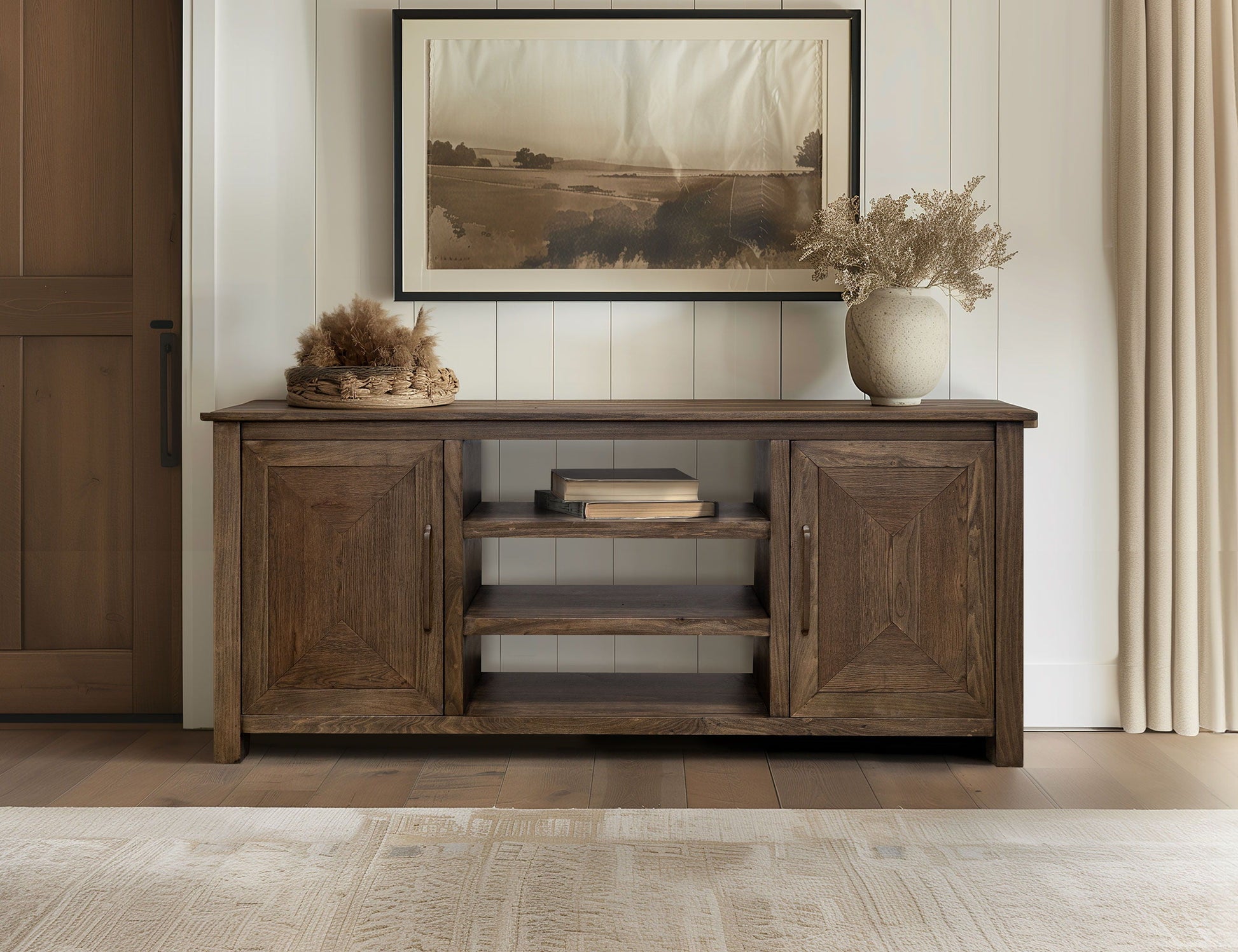 International Furniture Direct Novus lodge - 2 Doors TV Stand - Walnut Brown | Meri Furniture