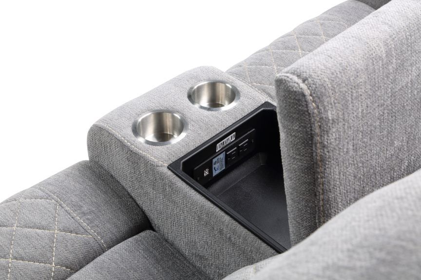 ACME Aulada - Loveseat - Gray Fabric | Meri Furniture
