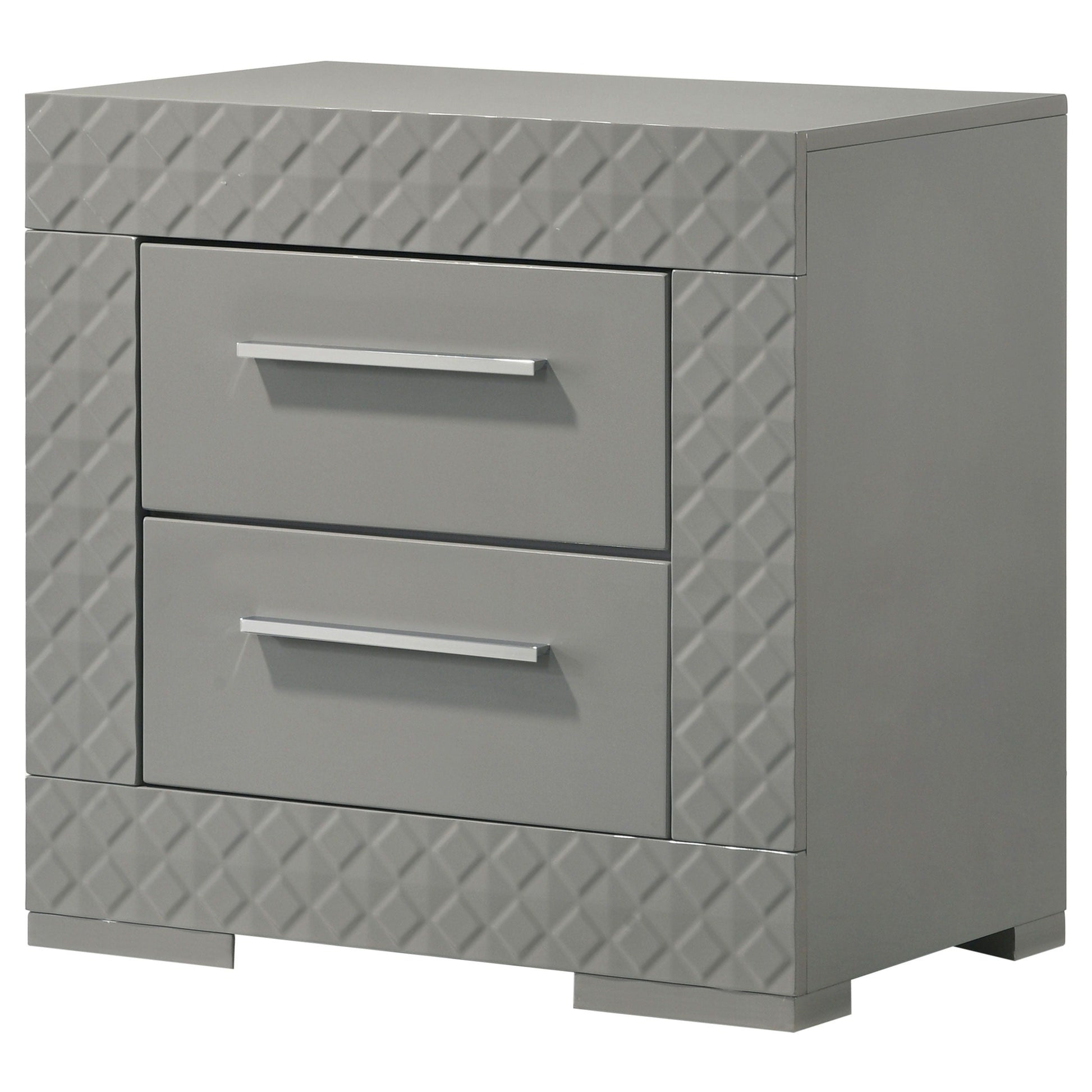 Coaster Fine Furniture Ives - 2-Drawer Nightstand Bedside Table - Gray High Gloss | Meri Furniture