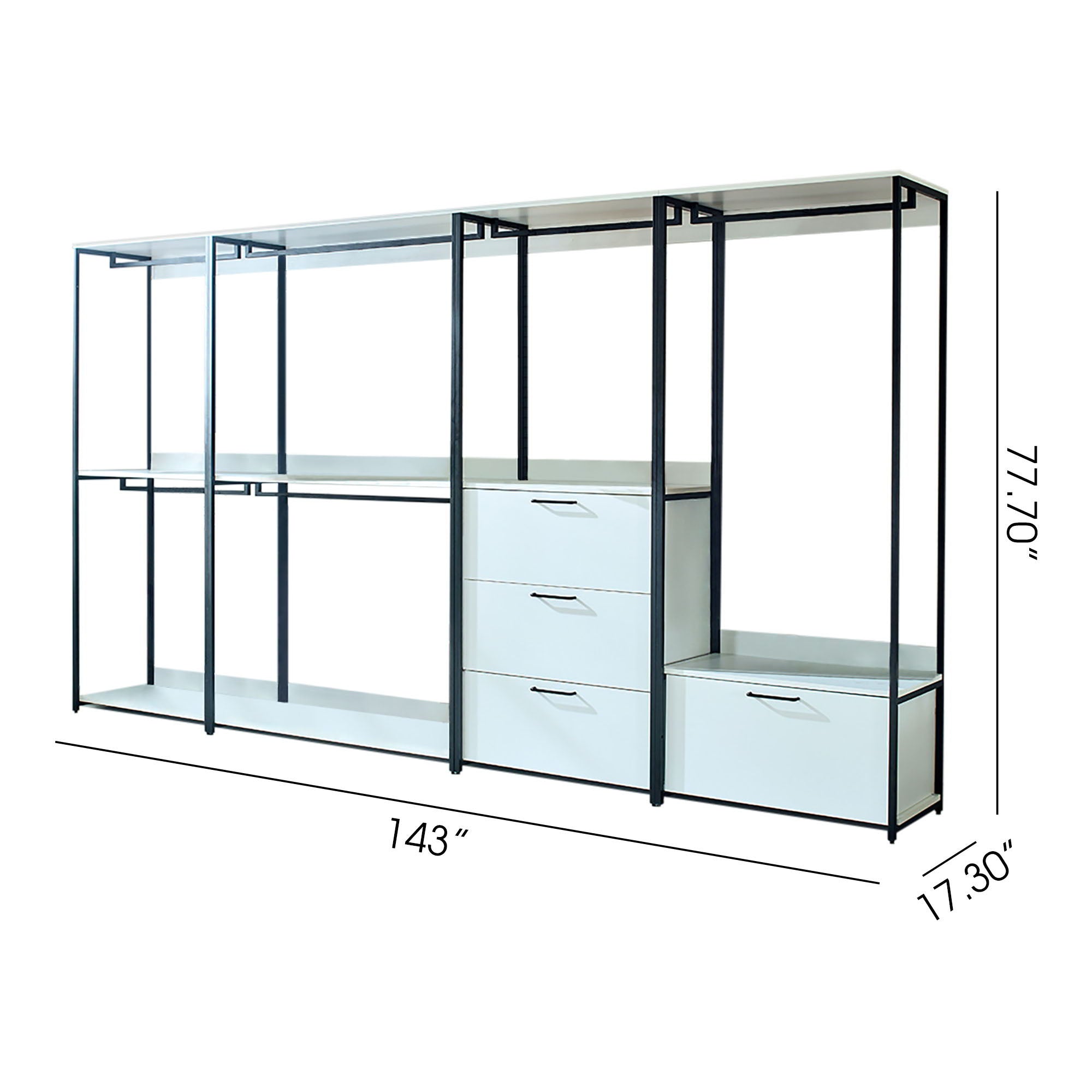 Fiona - Freestanding Walk In Closet System With Metal Frame Durable Storage Solution Melamine - White