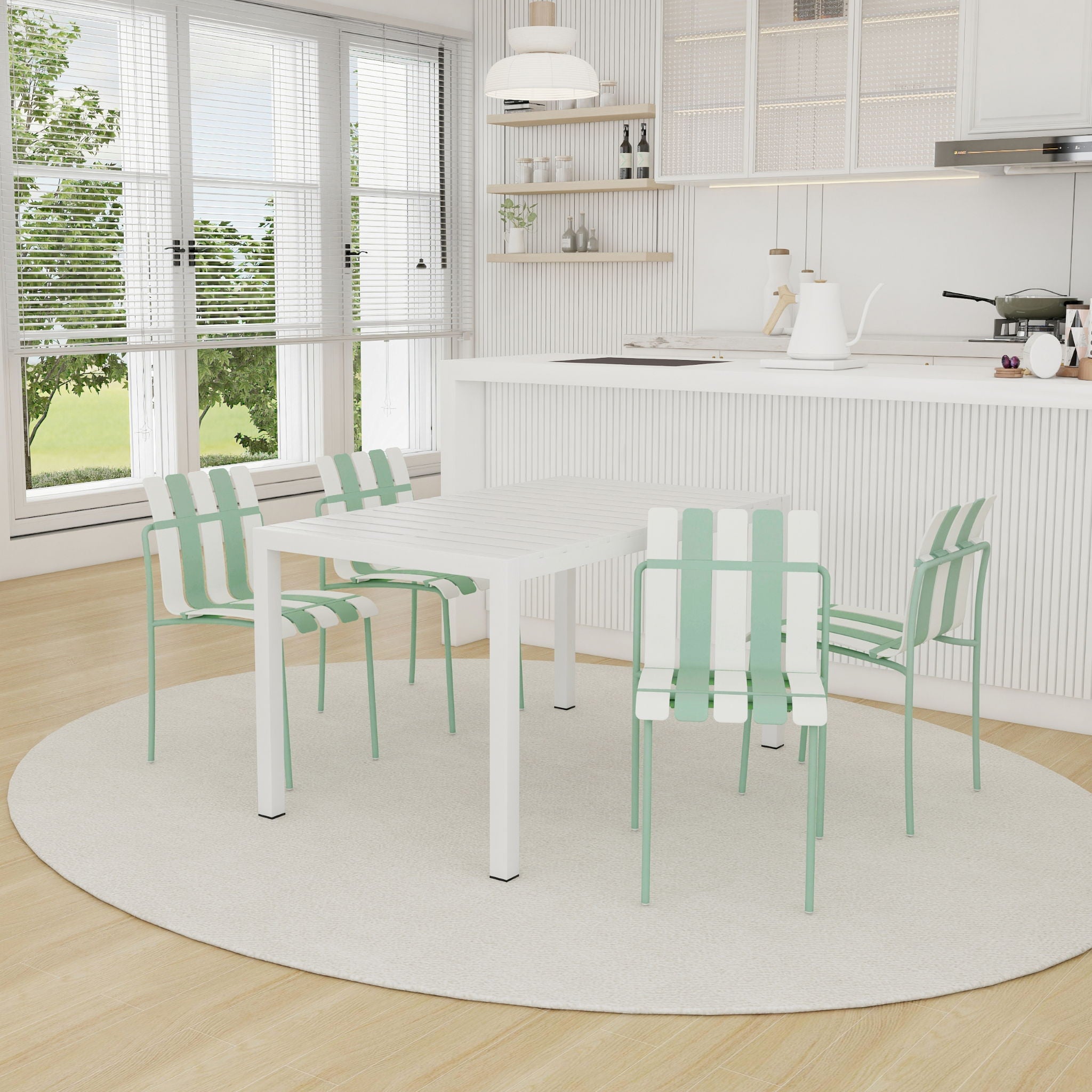 4 Piece Set Of Modern Color Block Designed Single Chairs