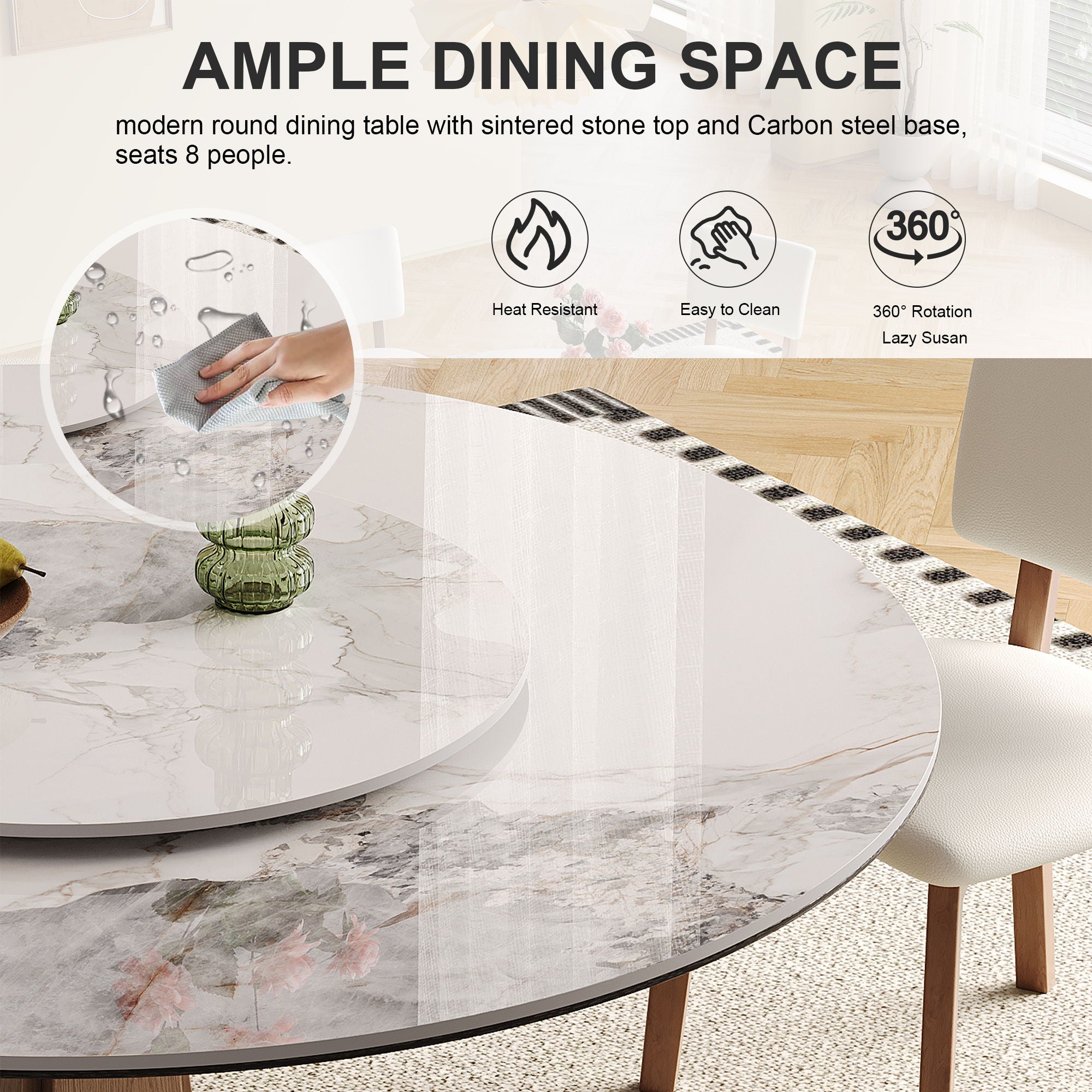 Dining Table Set With Wooden Base